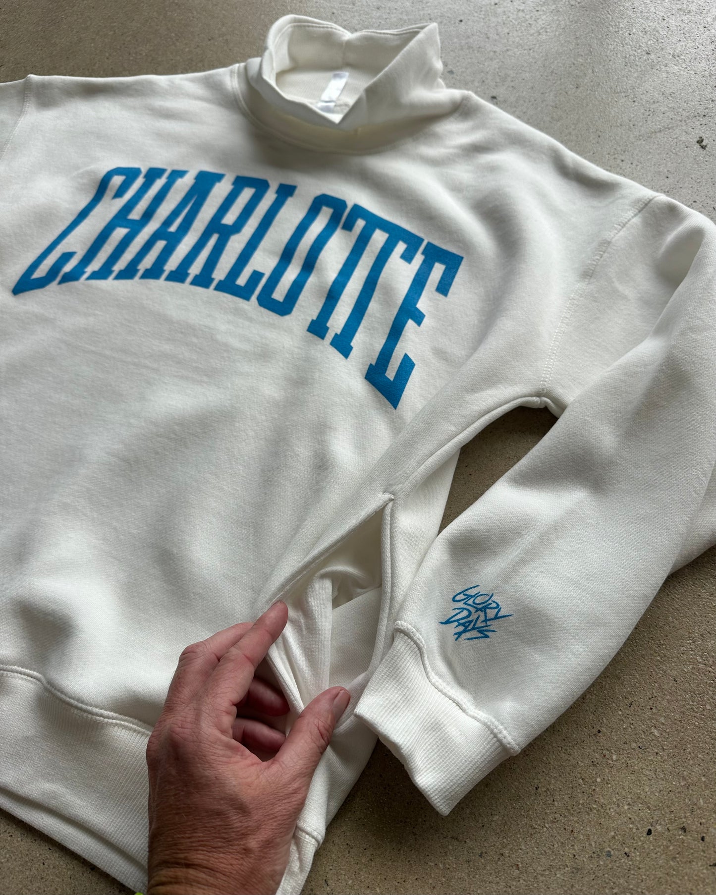 Glory Days Apparel - Cream Charlotte Big Block Oversize Mockneck (with pockets!)