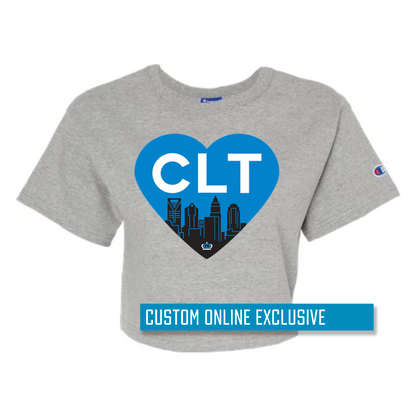 *Custom Online Exclusive* Glory Days Apparel - CLT Heart Champion Women's Jersey Crop T-Shirt