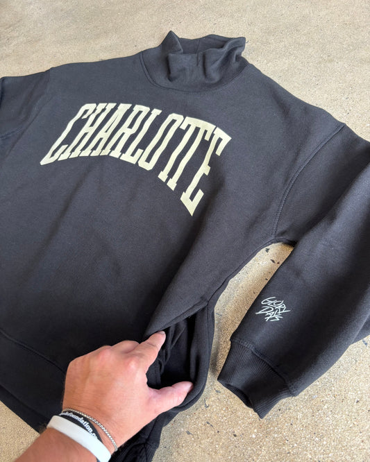 Glory Days Apparel - Black Charlotte Big Block Oversize Mockneck (with pockets!)