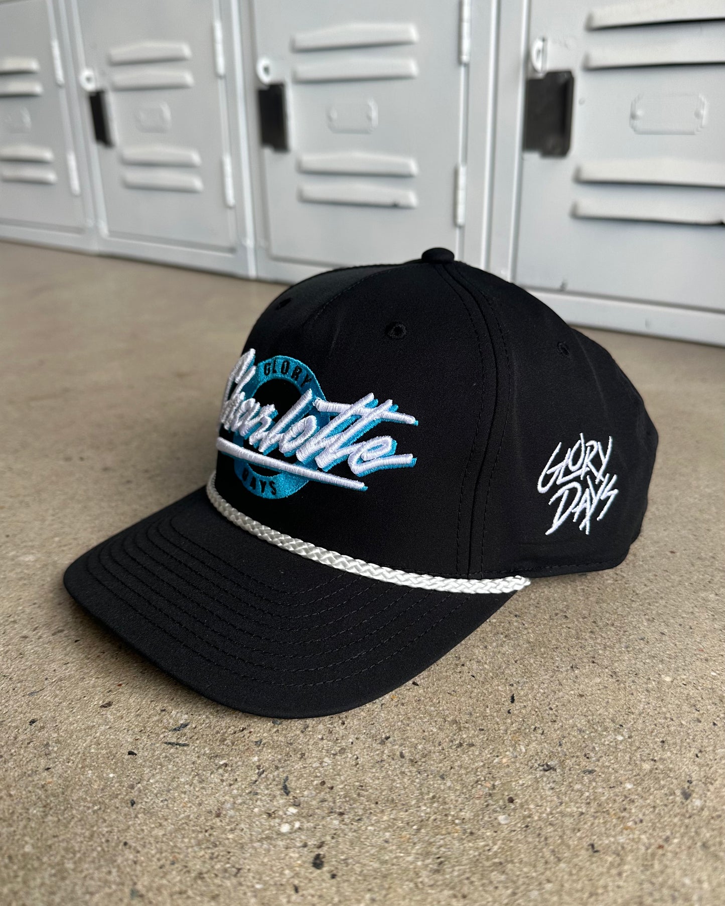 Glory Days Apparel - Charlotte Retro Circle Black Rope Hat