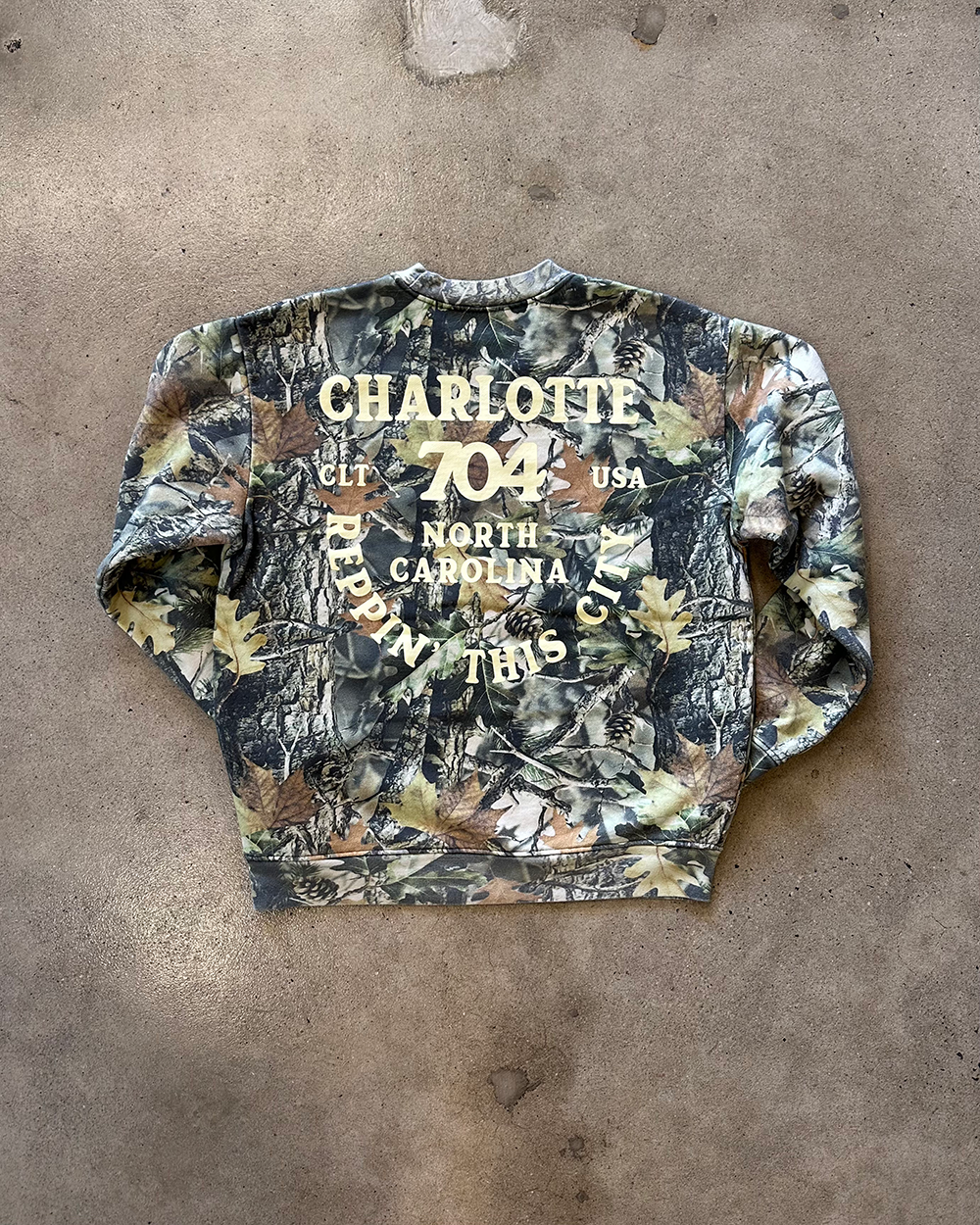 Glory Days Apparel - Reppin' This City Faded Camo Crewneck