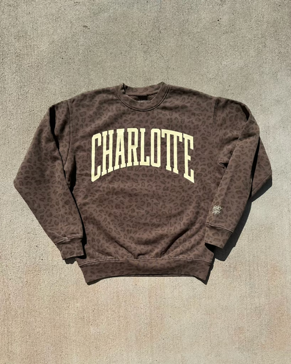 Glory Days Apparel - Charlotte Big Block Faded Brown Leopard Crewneck