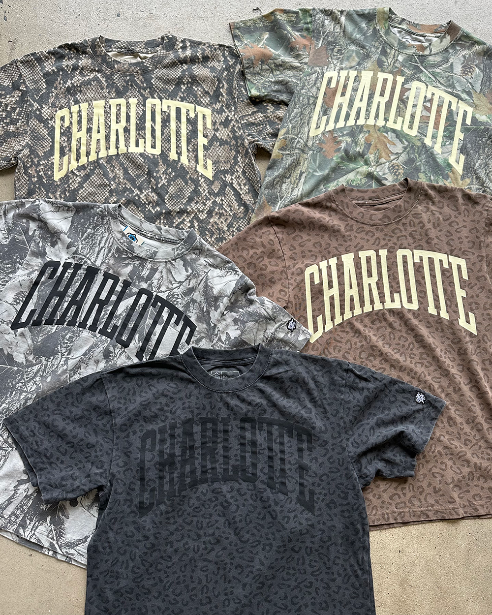 Glory Days Apparel - Charlotte Big Block Faded Black Leopard T-Shirt