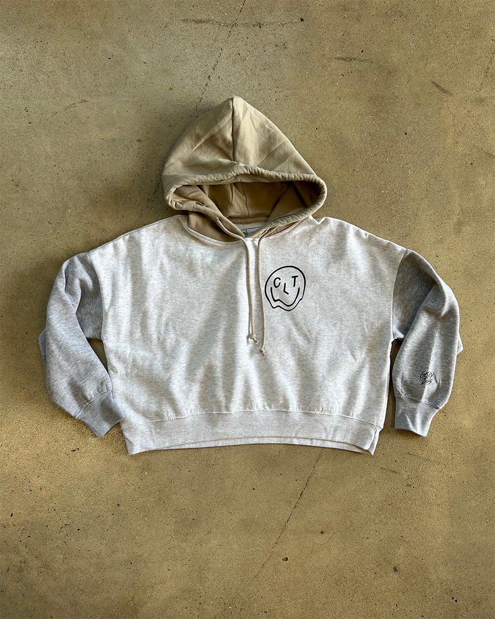 Glory Days Apparel - Melty CLT Smiley Color Block Crop Hoodie