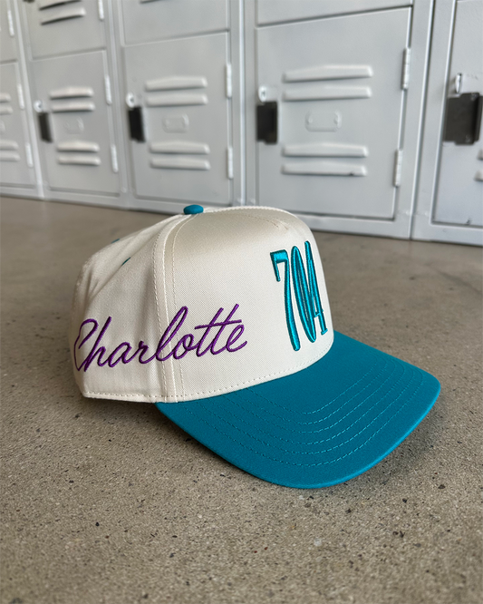 Glory Days Apparel - 704 Wrap Around Charlotte Two Tone Natural/Teal Hat