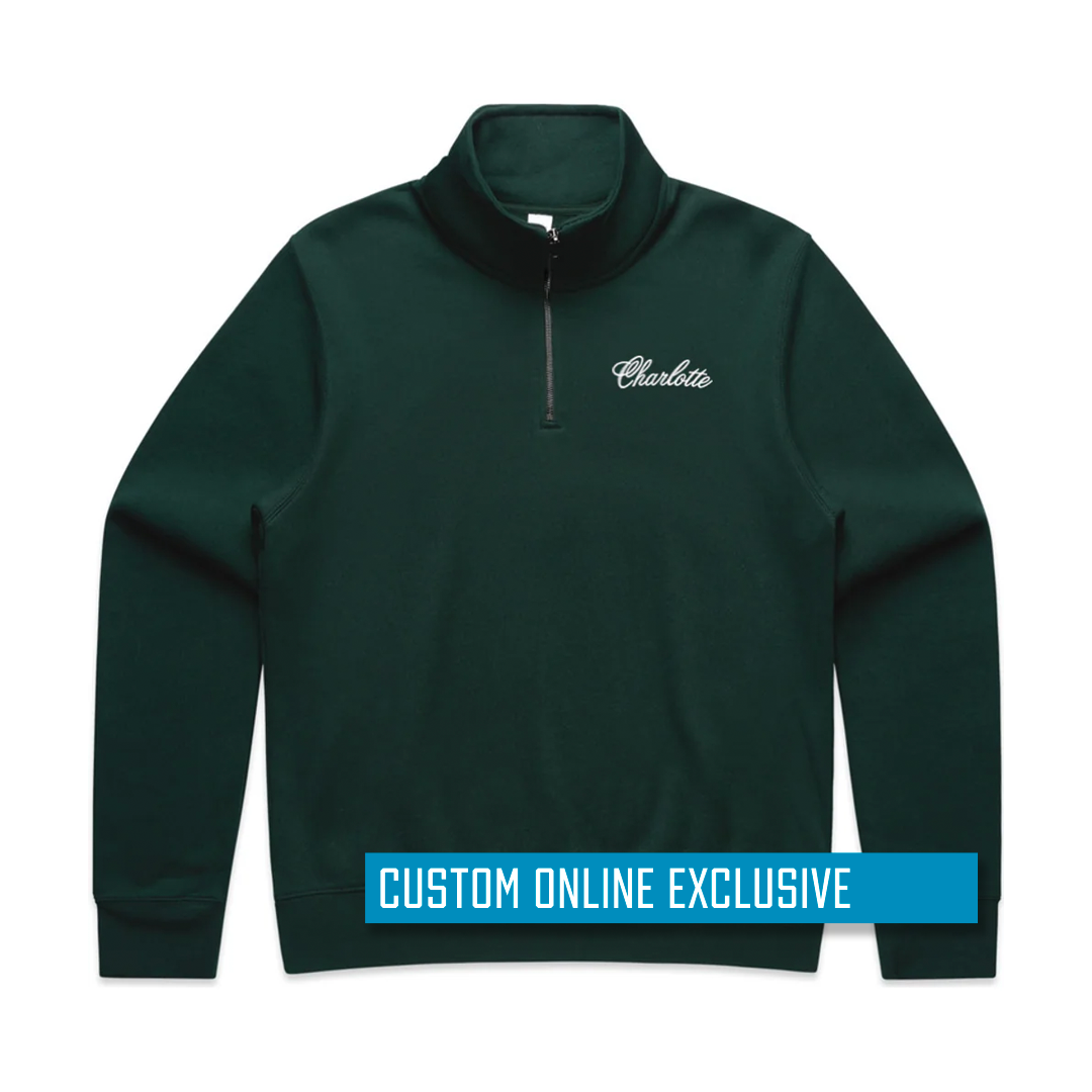 *Custom Online Exclusive* Glory Days Apparel - Women's Embroidered Charlotte Prestige Relax Faded Half Zip Crew