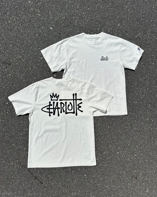 Glory Days Apparel - Off White Graffiti Charlotte Oversized T-Shirt