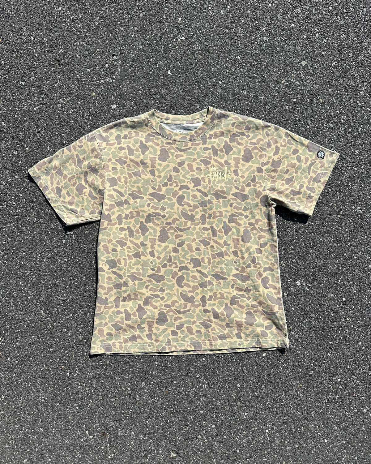 Glory Days Apparel - Faded Duck Camo Graffiti Charlotte Oversized T-Shirt
