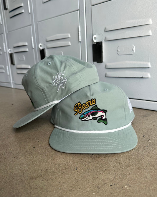 Glory Days Apparel - Beers Fish Dusty Blue Rope Hat