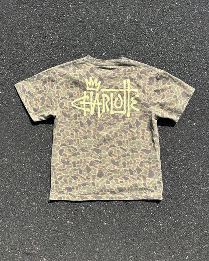 Glory Days Apparel - Faded Duck Camo Graffiti Charlotte Oversized T-Shirt