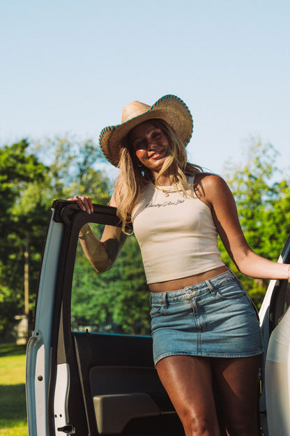 Glory Days Apparel - Country Ass Shit Micro Rib Muscle Crop Tank