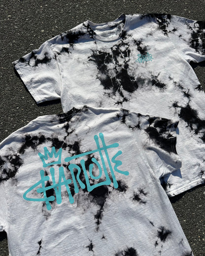 Glory Days Apparel - Black/White Tie Dye Graffiti Charlotte T-Shirt