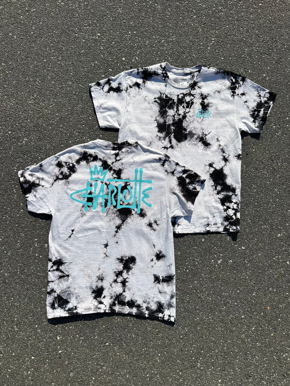 Glory Days Apparel - Black/White Tie Dye Graffiti Charlotte T-Shirt