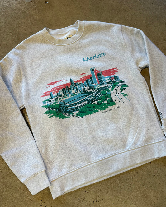 Glory Days Apparel - White Heather Sunset Skyline Sweatshirt