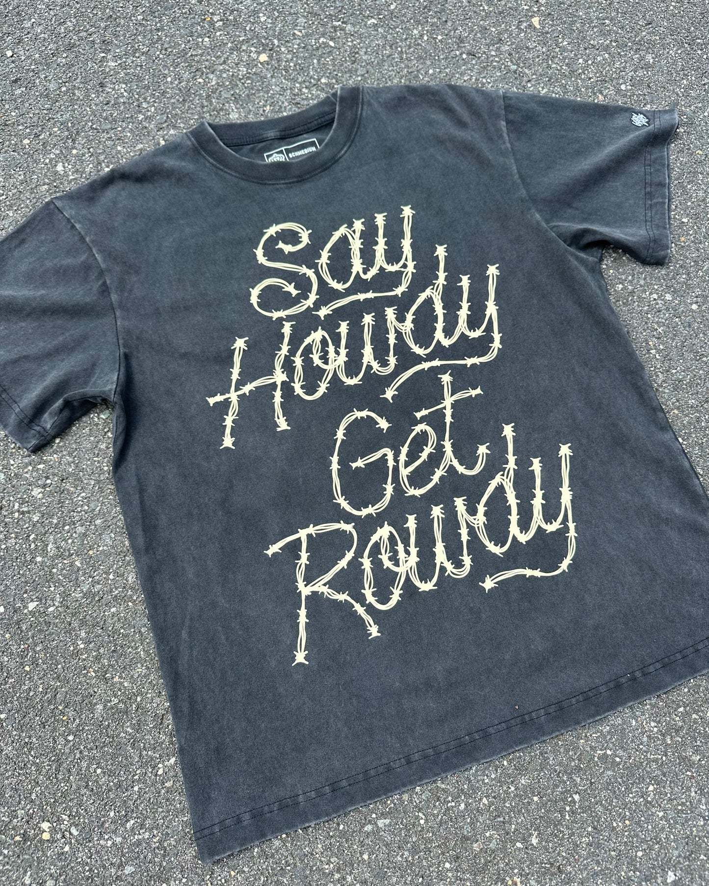 Glory Days Apparel -  Say Howdy Get Rowdy Heavy Faded Black T-Shirt