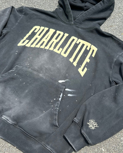 Glory Days Apparel - Black Paint Vintage Charlotte Big Block Hoodie