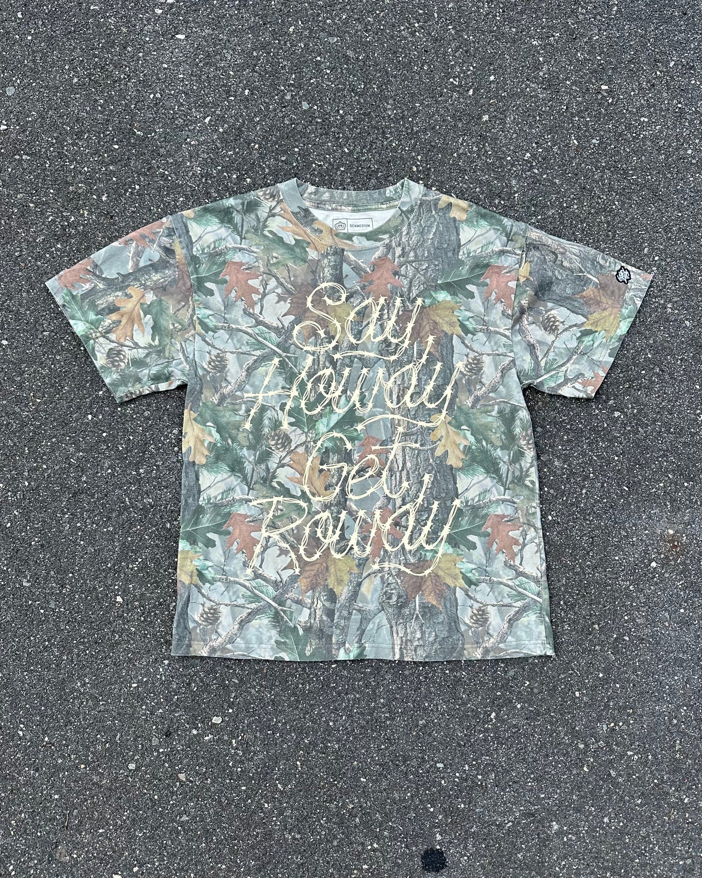Glory Days Apparel - Say Howdy Get Rowdy Faded Camo T-Shirt