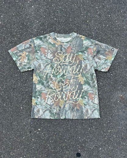 Glory Days Apparel - Say Howdy Get Rowdy Faded Camo T-Shirt