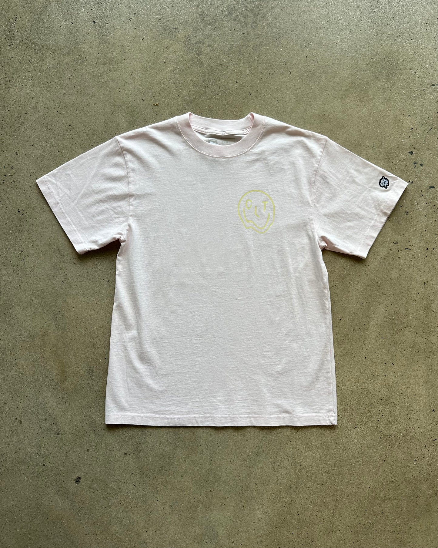 Glory Days Apparel -  Melty CLT Smiley Light Pink Heavy Faded T-Shirt