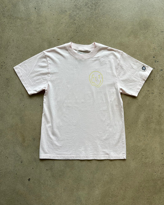 Glory Days Apparel -  Melty CLT Smiley Light Pink Heavy Faded T-Shirt
