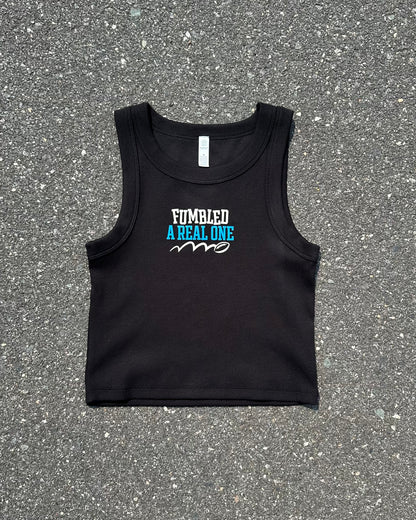 Glory Days Apparel - Fumbled A Real One Black Organic Rib Crop Tank