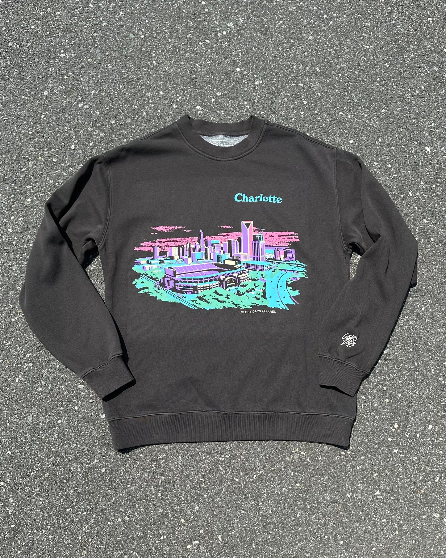 Glory Days Apparel - Vintage Black Sunset Skyline Relaxed Fit Sweatshirt