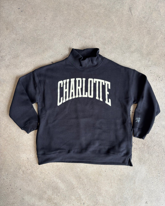 Glory Days Apparel - Black Charlotte Big Block Oversize Mockneck (with pockets!)