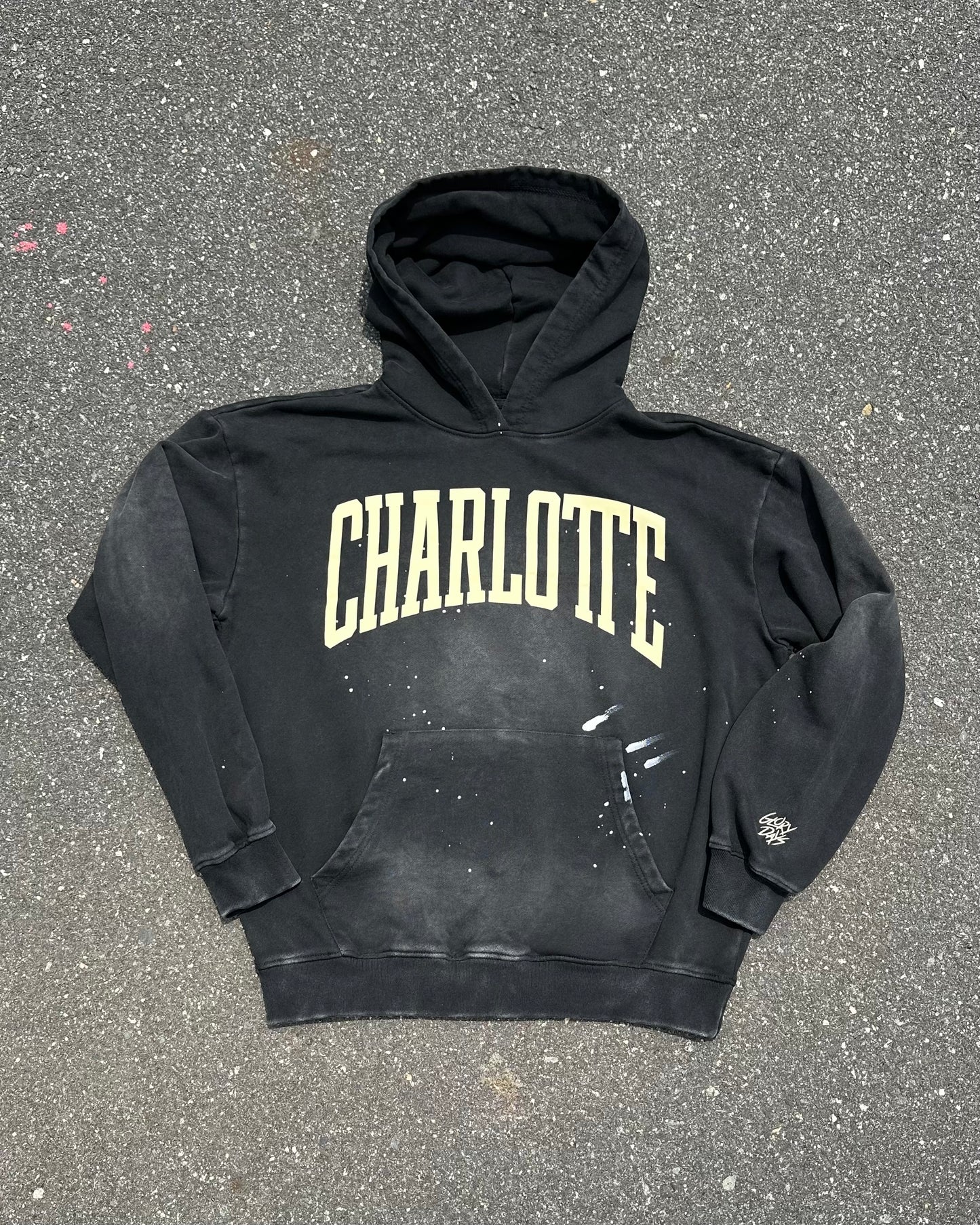 Glory Days Apparel - Black Paint Vintage Charlotte Big Block Hoodie