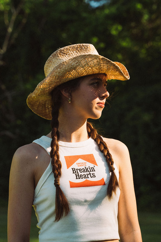 Glory Days Apparel - Smokin' Darts & Breakin' Hearts Micro Rib Muscle Crop Tank