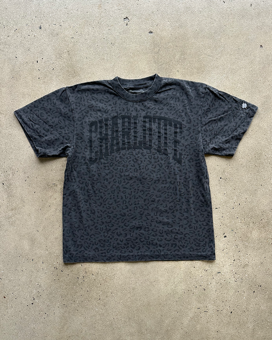 Glory Days Apparel -  Charlotte Big Block Faded Black Leopard T-Shirt