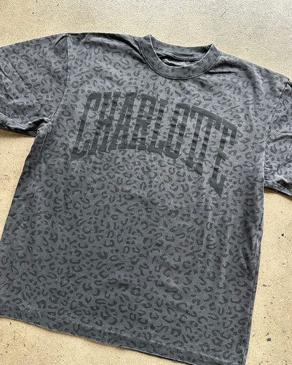 Glory Days Apparel -  Charlotte Big Block Faded Black Leopard T-Shirt