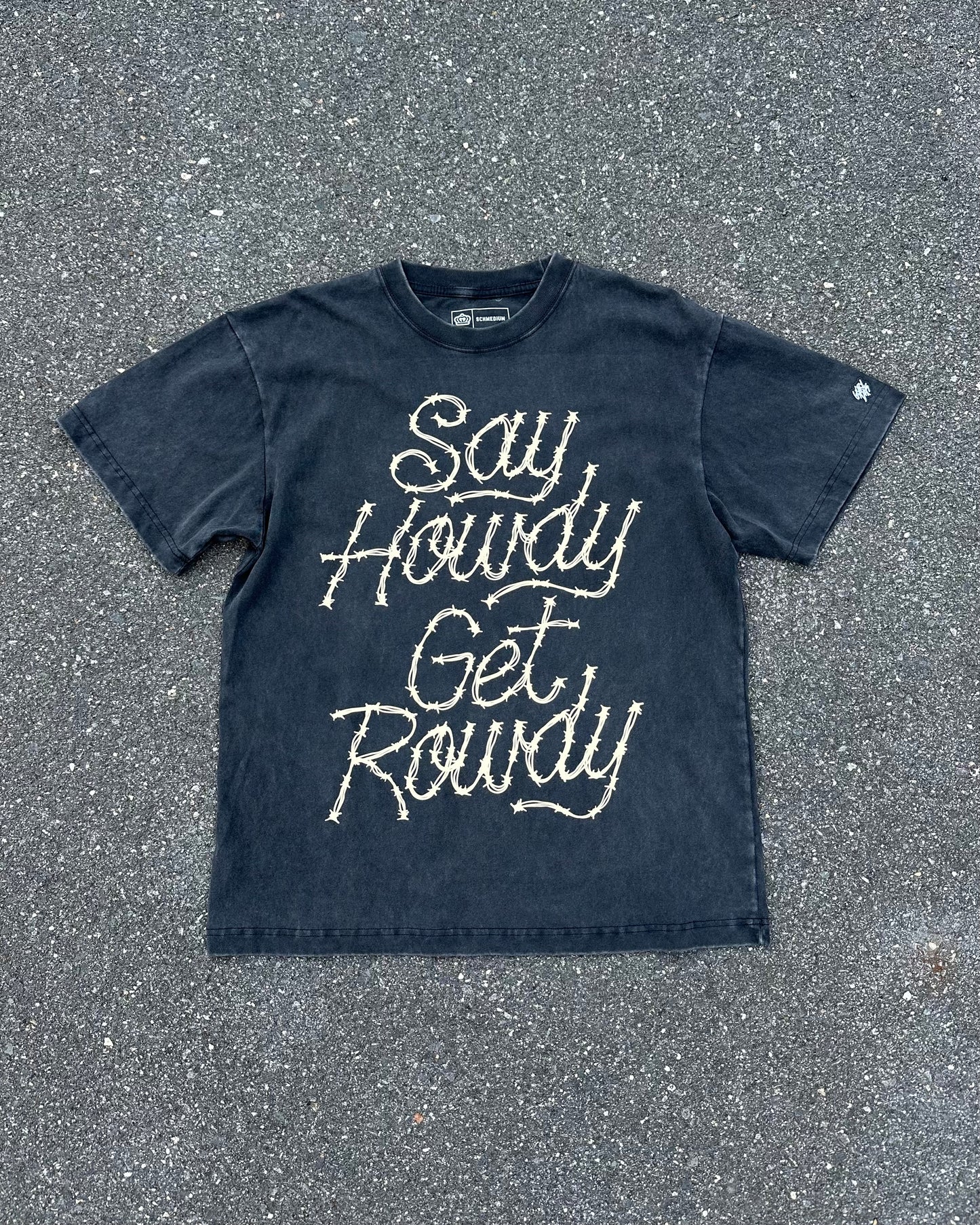 Glory Days Apparel -  Say Howdy Get Rowdy Heavy Faded Black T-Shirt