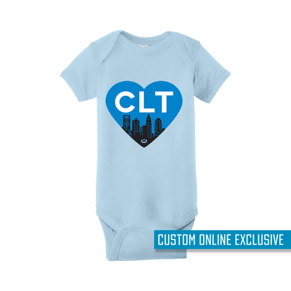 *Custom Online Exclusive* Glory Days Apparel - Blue CLT Heart Custom Onesie