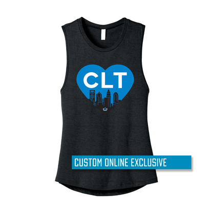 *Custom Online Exclusive* Glory Days Apparel - CLT Heart Women’s Jersey Muscle Tank