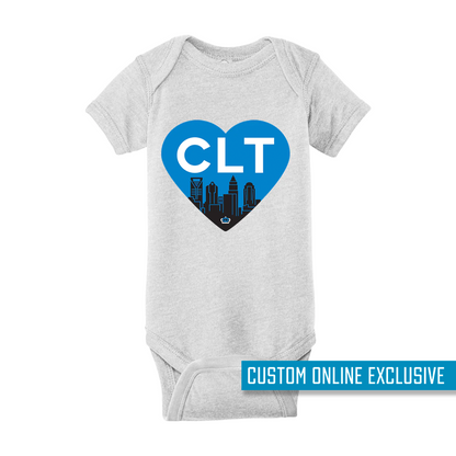 *Custom Online Exclusive* Glory Days Apparel - Blue CLT Heart Custom Onesie