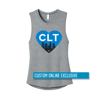 *Custom Online Exclusive* Glory Days Apparel - CLT Heart Women’s Jersey Muscle Tank