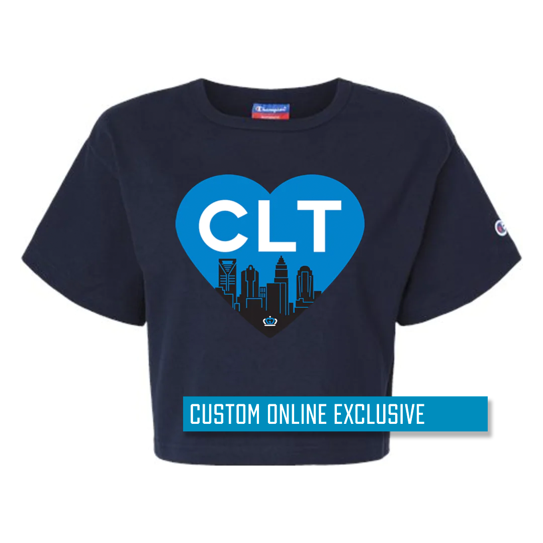 *Custom Online Exclusive* Glory Days Apparel - CLT Heart Champion Women's Jersey Crop T-Shirt