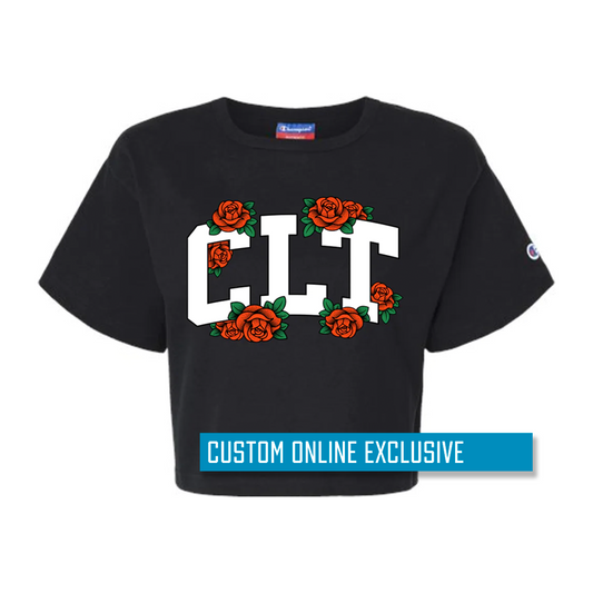 *Custom Online Exclusive* Glory Days Apparel - CLT Roses Champion Women's Jersey Crop T-Shirt
