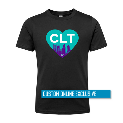 *Custom Online Exclusive* Glory Days Apparel - CLT Heart Teal Youth T-shirt