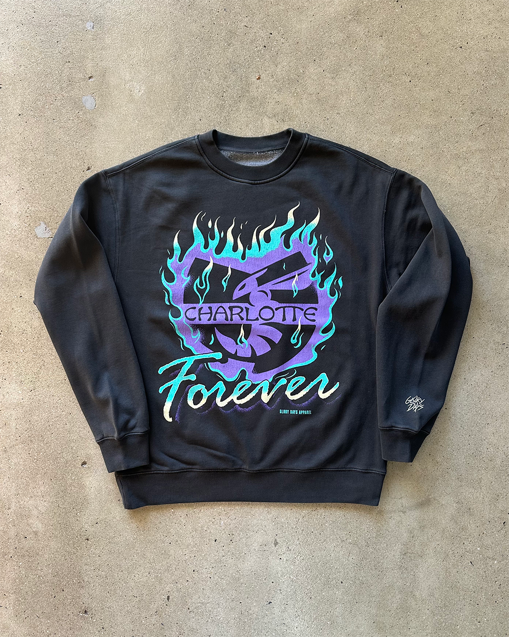 Glory Days Apparel - Charlotte Forever Faded Black Relaxed Fit Sweatshirt
