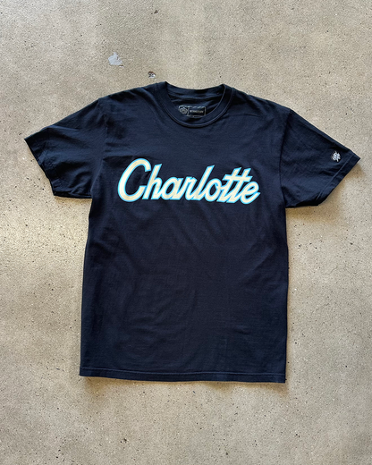 Glory Days Apparel - Charlotte Retro Script Black T-Shirt