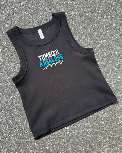 Glory Days Apparel - Fumbled A Real One Black Organic Rib Crop Tank