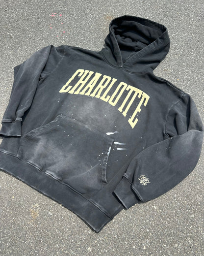 Glory Days Apparel - Black Paint Vintage Charlotte Big Block Hoodie