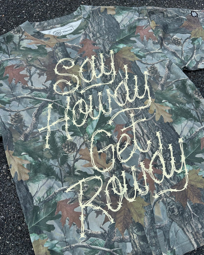 Glory Days Apparel - Say Howdy Get Rowdy Faded Camo T-Shirt