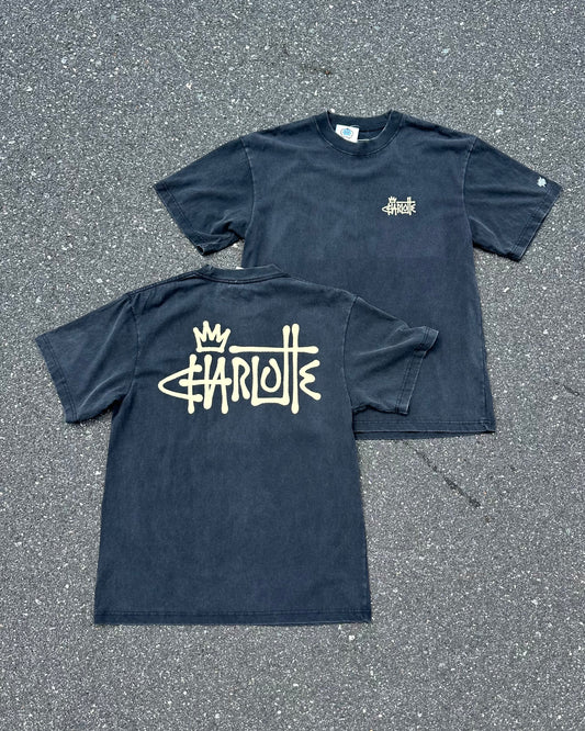 Glory Days Apparel - Vintage Black Graffiti Charlotte Oversized T-Shirt
