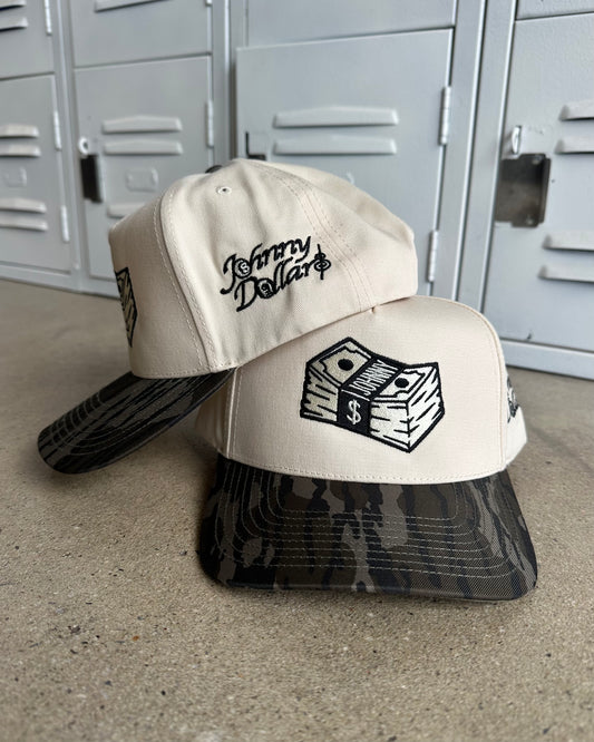 Johnny Dollars x Glory Days Apparel - Dollar$ Stack Mossy Oak Two Tone Hat