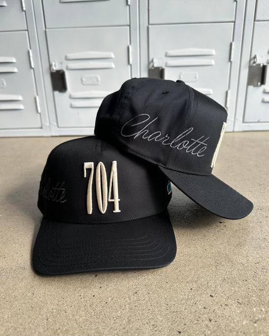 Glory Days Apparel - 704 Wrap Around Charlotte Black Hat