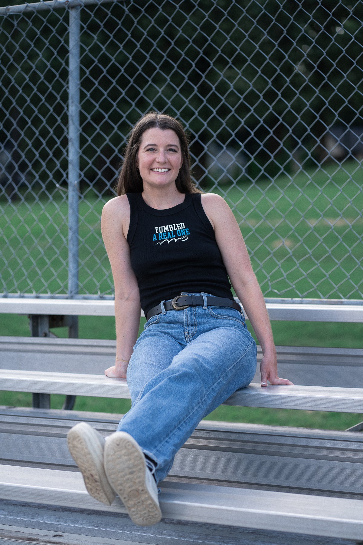 Glory Days Apparel - Fumbled A Real One Black Organic Rib Crop Tank