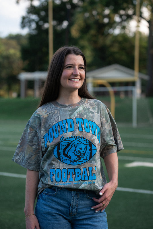 Glory Days Apparel -  Classic Pound Town Football Faded Camo T-Shirt