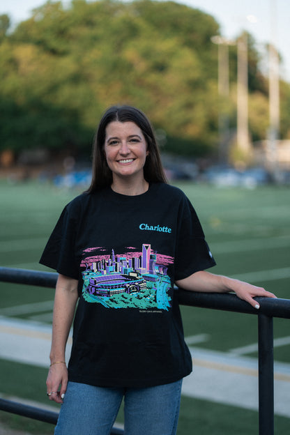 Glory Days Apparel - Black Sunset Skyline Oversized T-Shirt